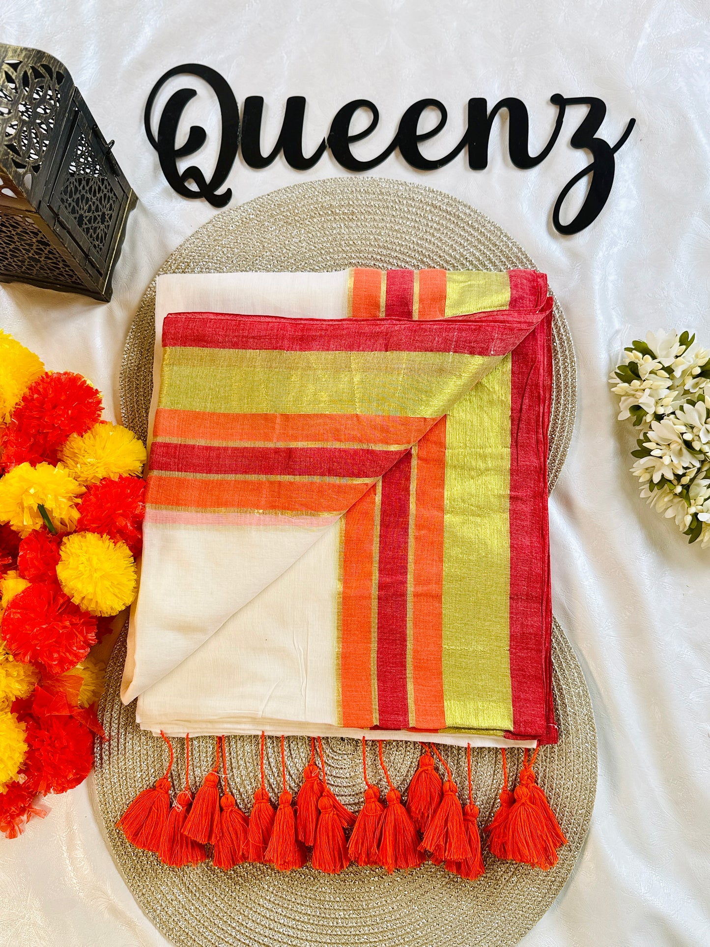 QMC005-  Multicolor Border Mul Cotton Saree