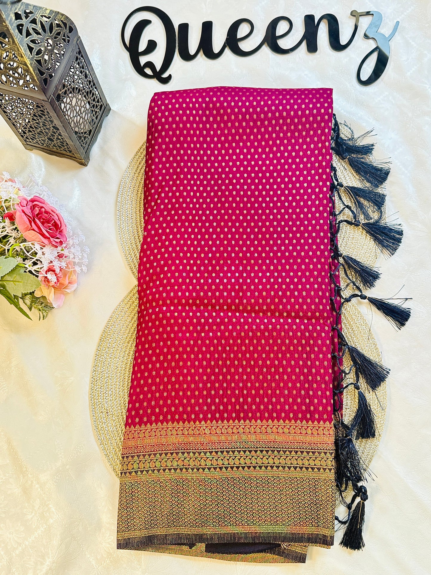 QDSS-103-Designer Contrast Border  Banarasi Georget Saree