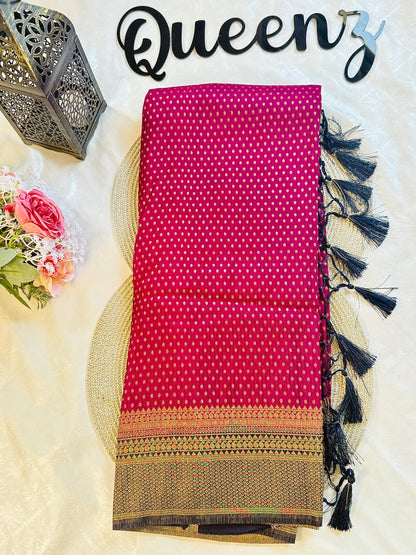 QDSS-103-Designer Contrast Border  Banarasi Georget Saree
