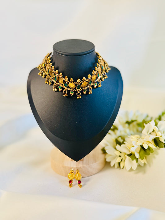 QJ161- Palakka Coin Choker Necklace