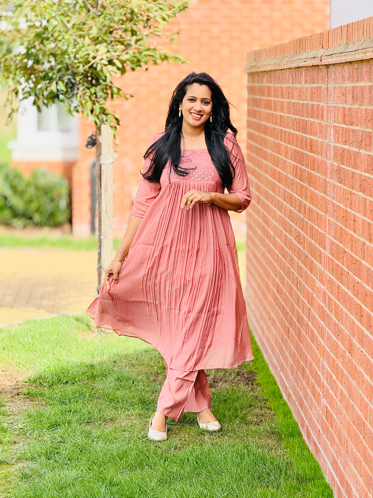 Mauve Pink Mulchanderi Coord Set