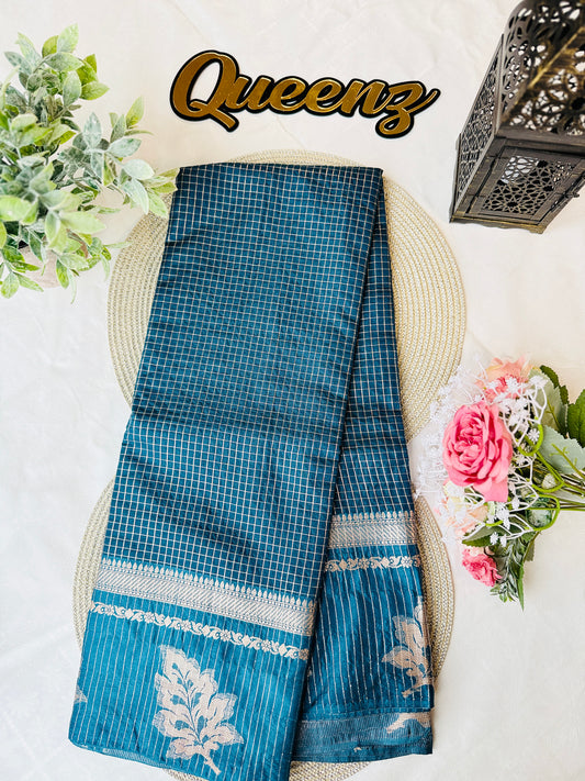 Rama Blue Viscose Dola Silk Saree – view 2 of 3