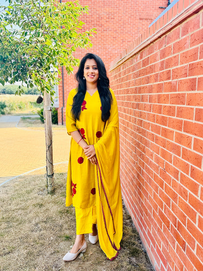 QS806-Yellow Mulchanderi Anarkali Salwar