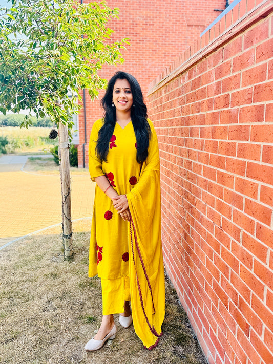 QS806-Yellow Mulchanderi Anarkali Salwar