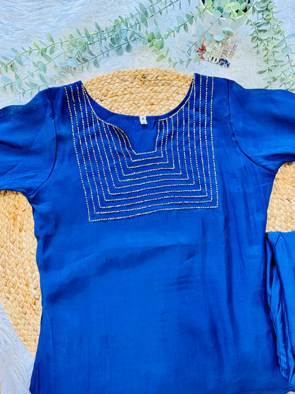 QS834- Navy Aline Mulchanderi Cooord Set