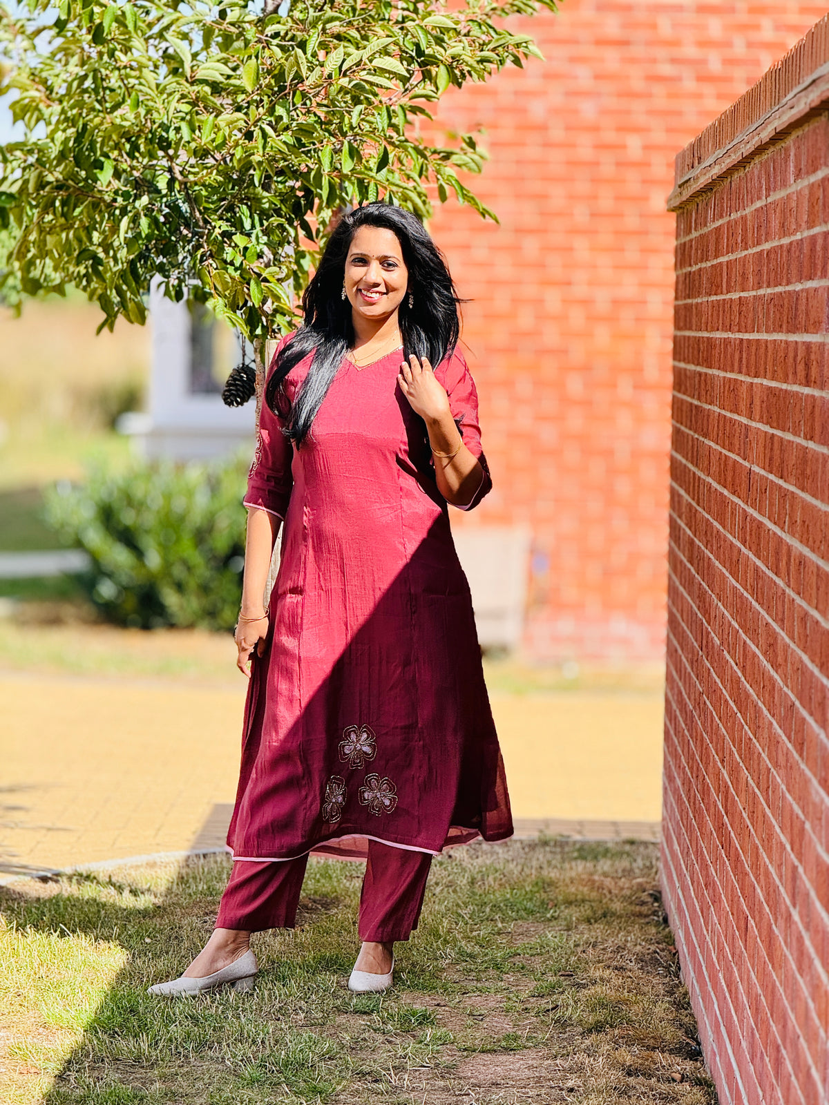Mocha Brown Mul Chanderi Co-ord Set – view 2 of 5
