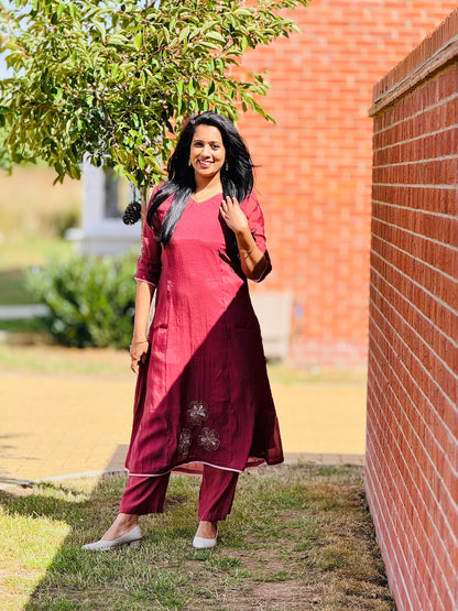 Mocha Brown Mul Chanderi Co-ord Set – view 2 of 5