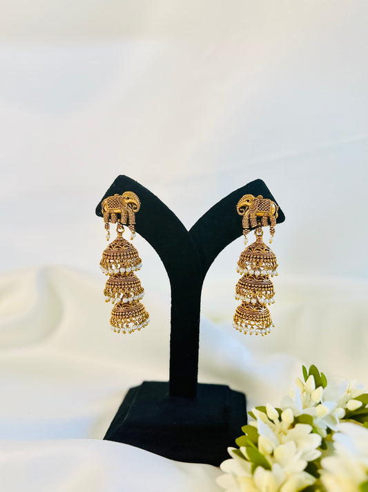 QJ156- Layered Jumka Earings