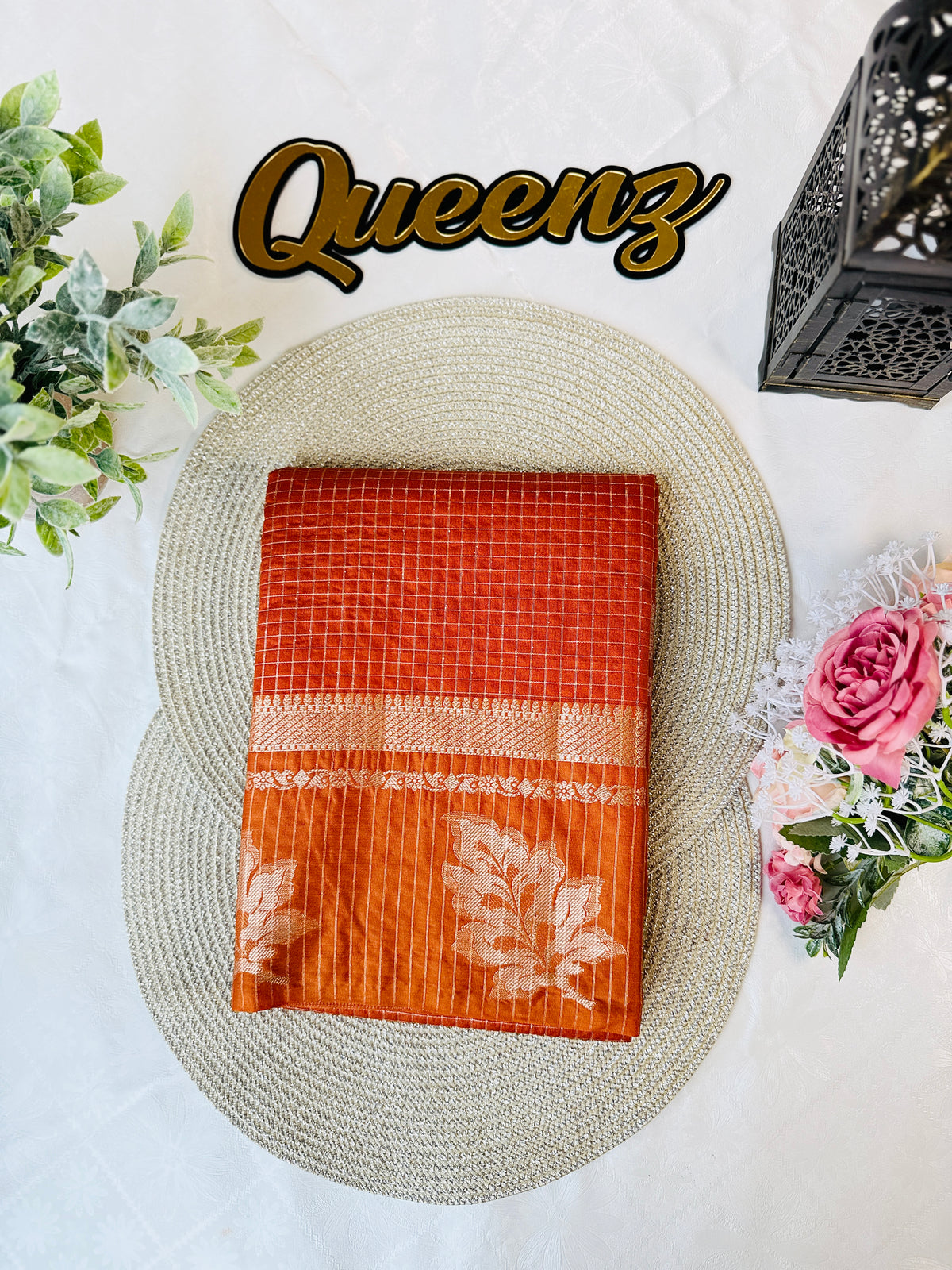 Orange Viscose Dola Silk Saree