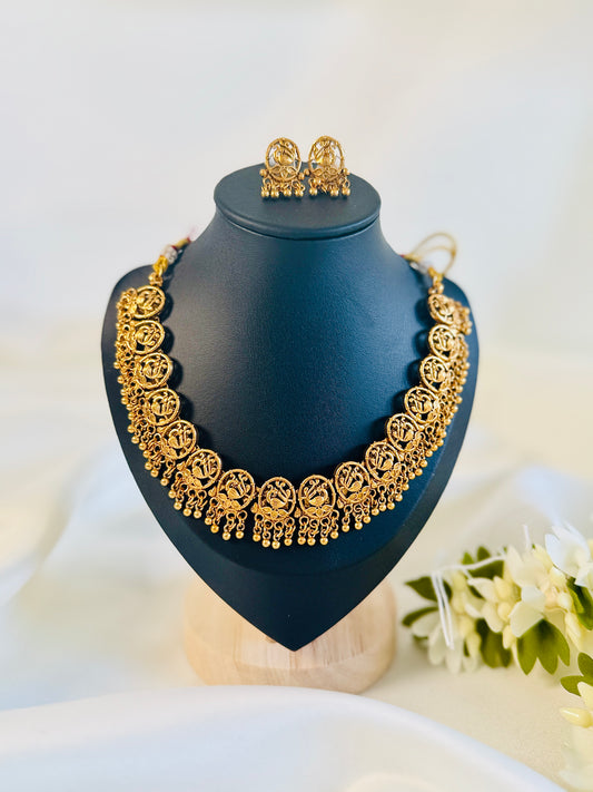 QJ173- Golden Peacock Necklace