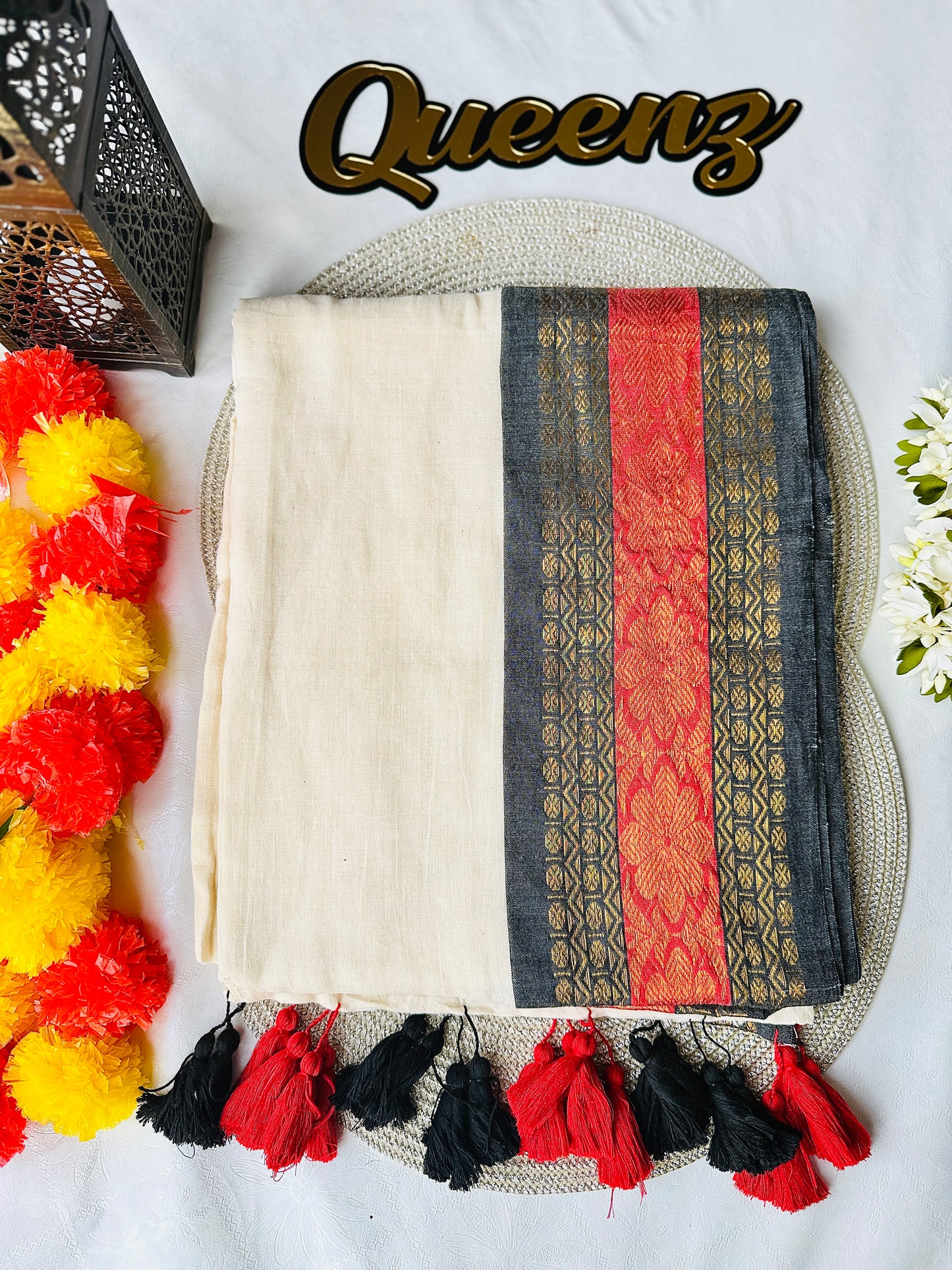 QMC022 Multi Color Kanchi Border Mul Cotton Saree