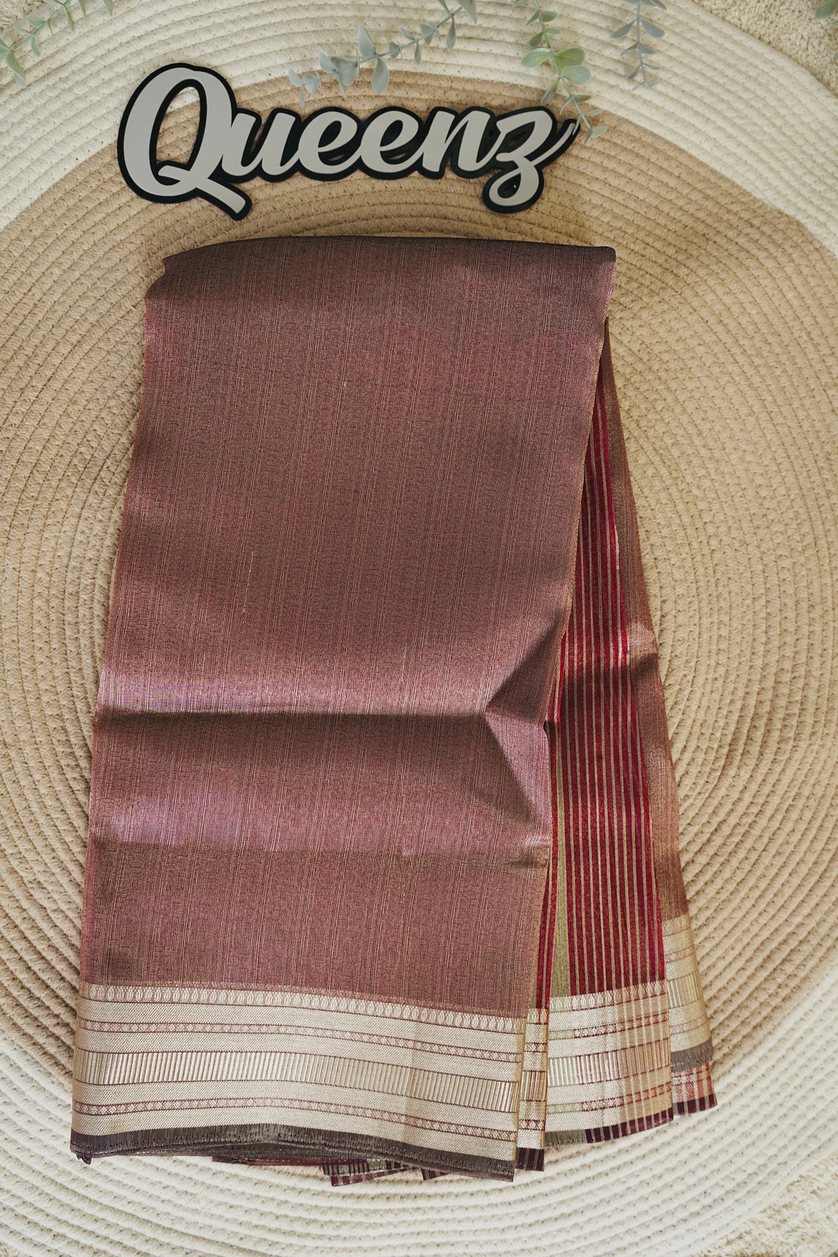 Maroon Tissue Organza Saree
