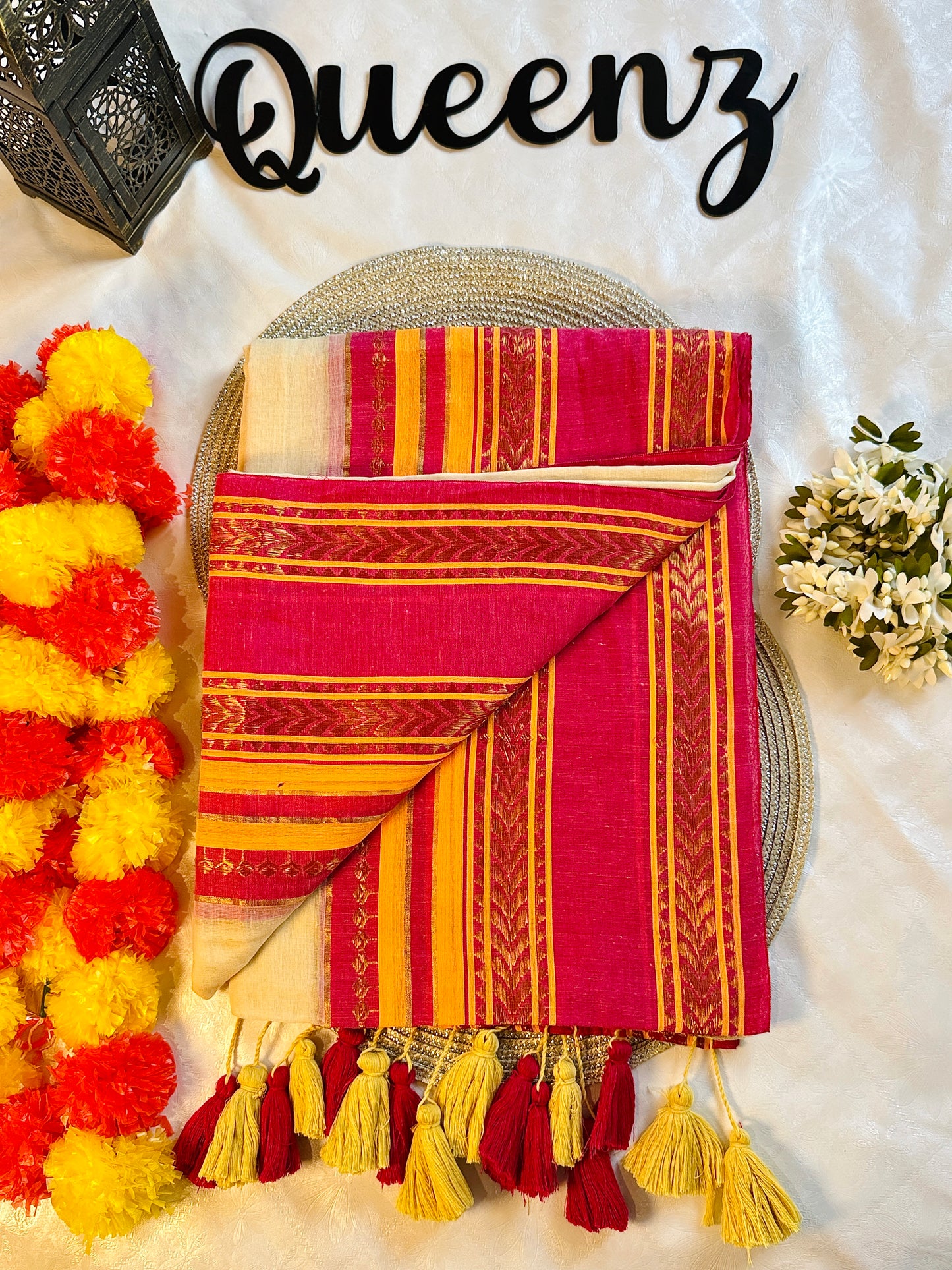 SS326 Wide Kanchi  Border Mul Cotton Saree