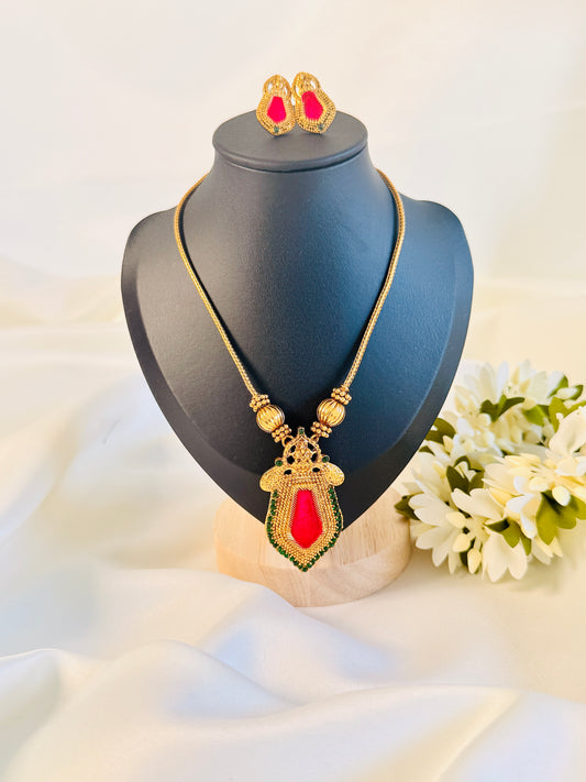 QJ169- Nagapadam Pendant Necklace Pink