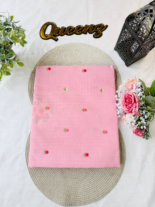 Pink Premium Soft Kota Check Saree – view 2 of 3