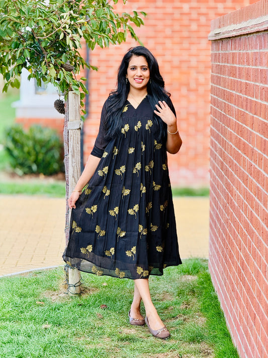 Black MulChanderi Kurta