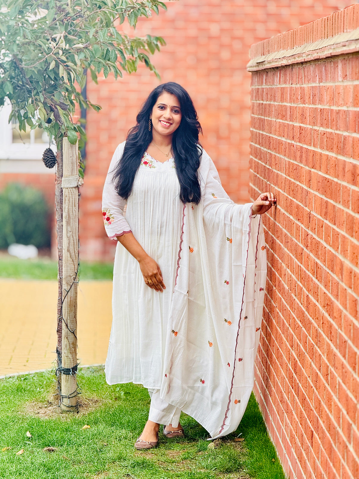 Off- White Premium Anarkali Set