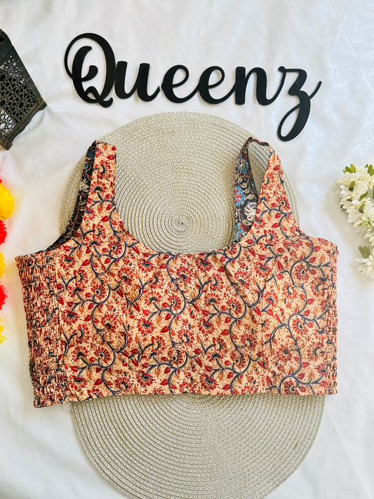 QB116-Ulta Pulta Printed Cotton Sleeveless Blouse
