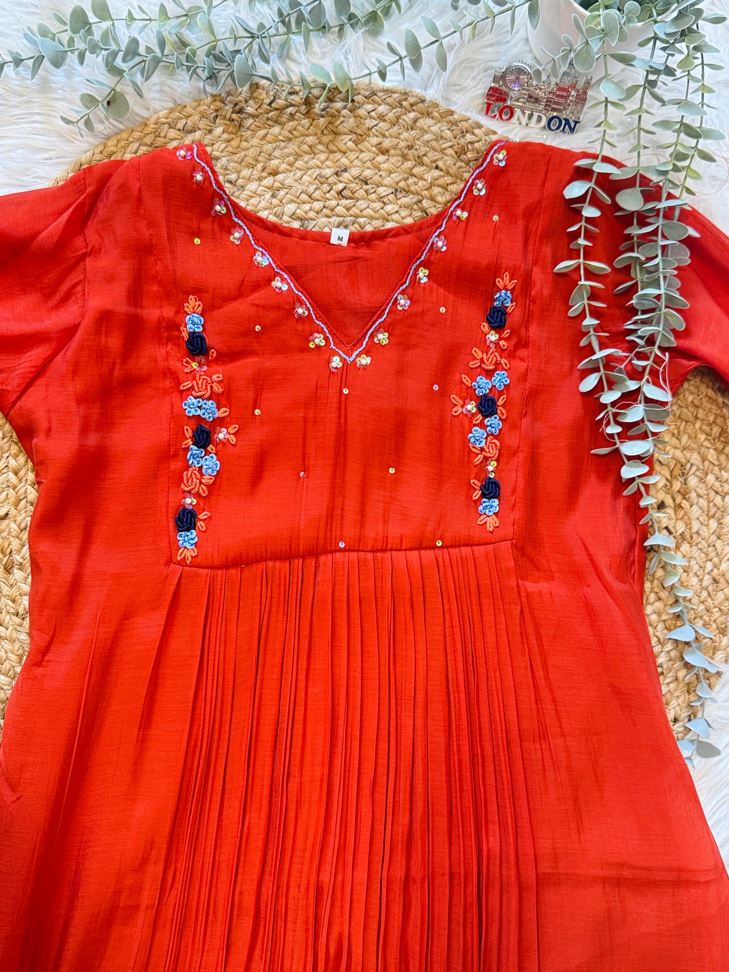 QS754 - Rust Orange   Mulchanderi Coord Set