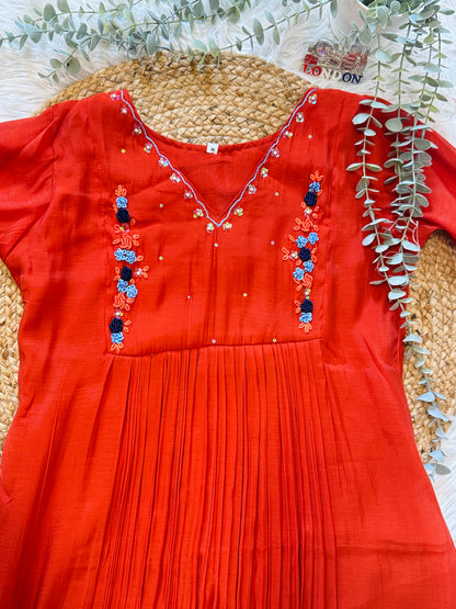 QS754 - Rust Orange   Mulchanderi Coord Set