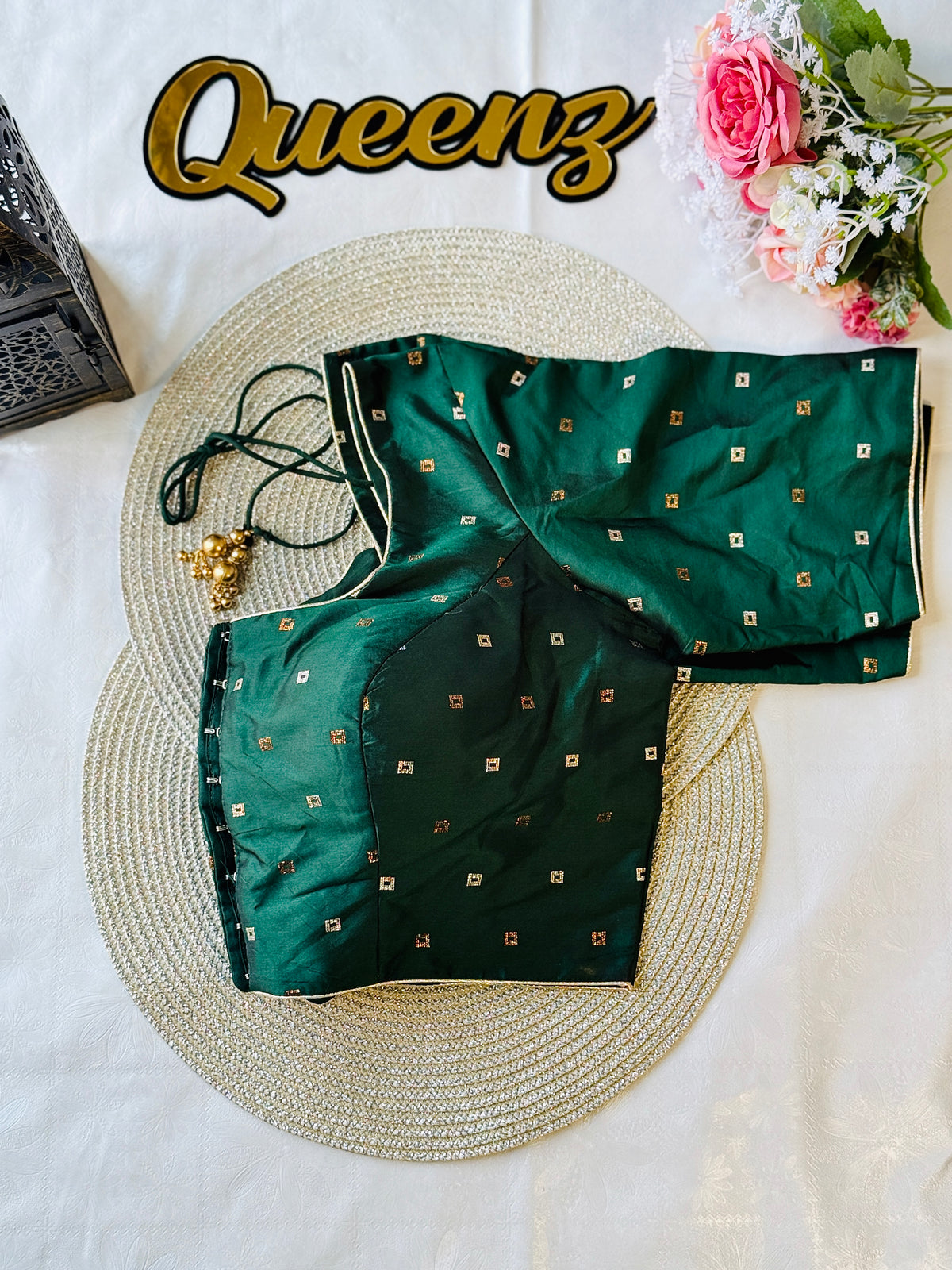 Semi Silk Bottle Green Blouse