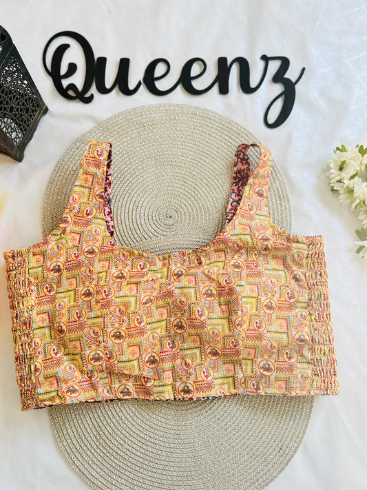 QB121- Ulta Pulta Printed Cotton Sleeveless Blouse