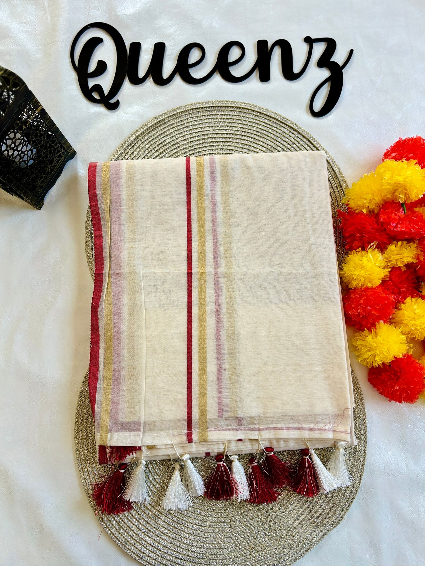 QMM004 Maroon Mul Chanderi Saree