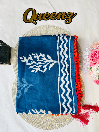 Indigo Soft Cotton Saree