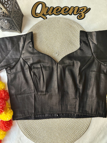 QB137- Black Tissue Blouse Elbow Sleeves