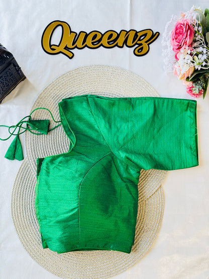 Bottle Green Semi Raw Silk Blouse – view 3 of 3