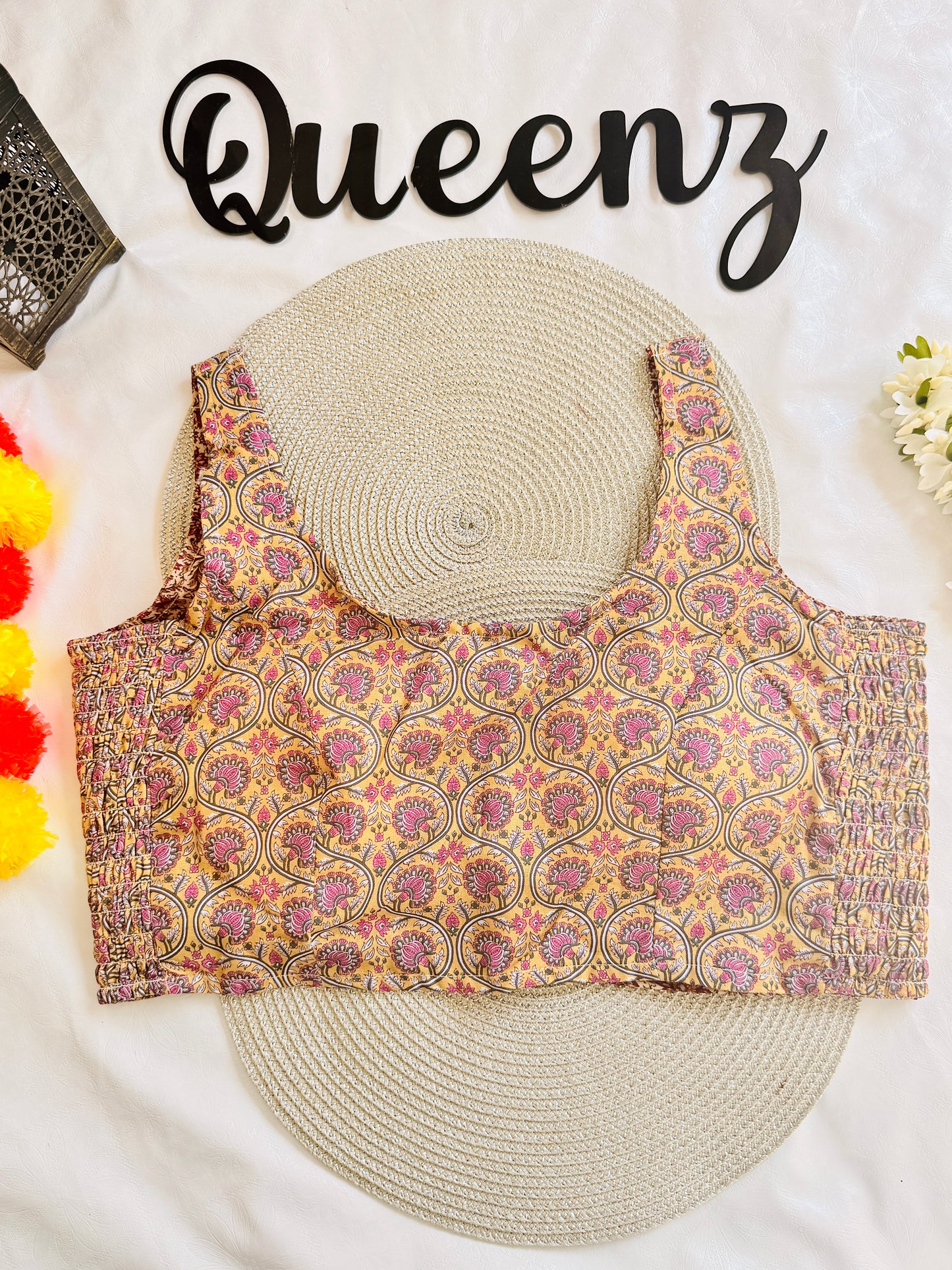 QB115-Ulta Pulta Printed Cotton Sleeveless Blouse