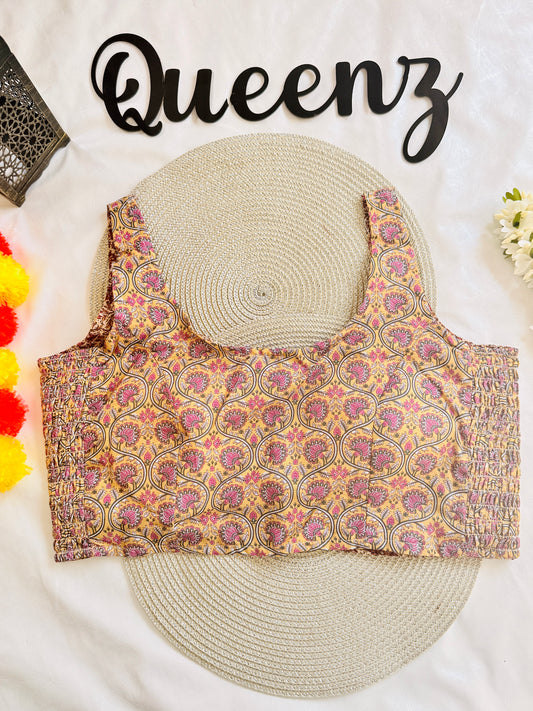 QB115-Ulta Pulta Printed Cotton Sleeveless Blouse