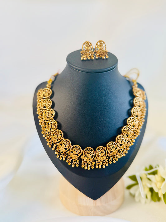 QJ173- Golden Peacock Necklace