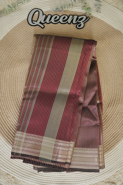 Maroon Tissue Organza Saree