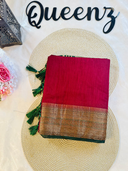QDSS-102 Designer Contrast Border Semi Jute Saree