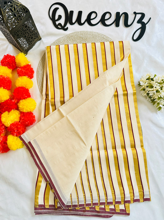 SS332-Line Kasavu Kerala Saree