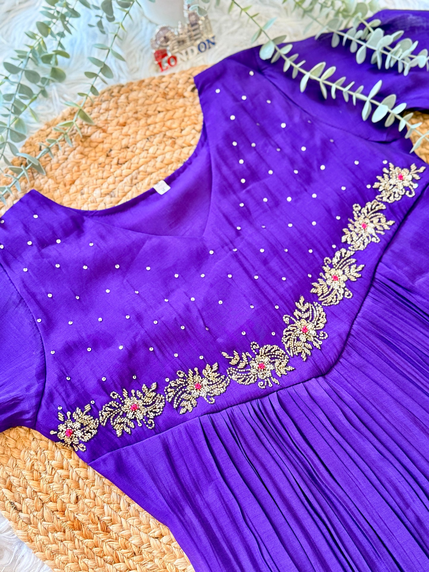 QS808- Voilet Mulchanderi Kurta