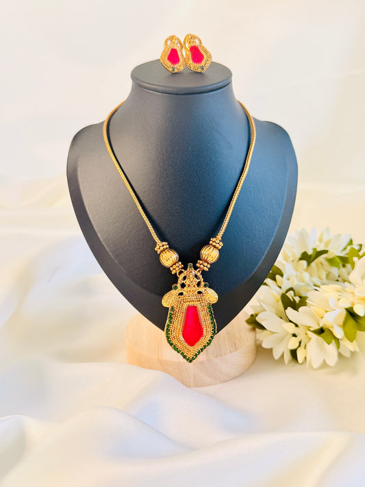 QJ169- Nagapadam Pendant Necklace Pink