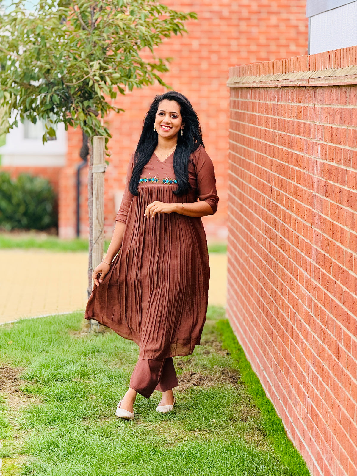 Coffee Brown Mul Chanderi Co-ord Set – view 4 of 5
