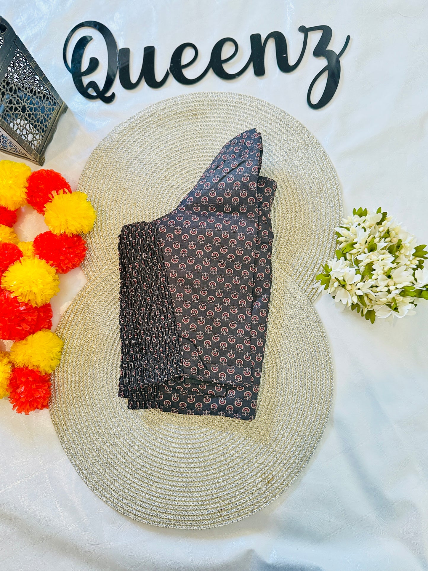 QB130-Cotton Stretchable Ajrak Blouse