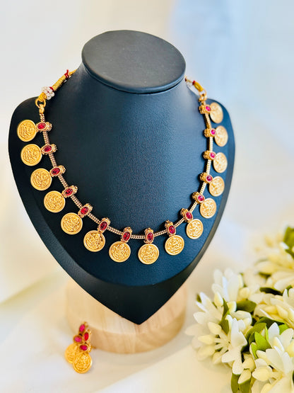 QJ116 - Ruby Coin Necklace