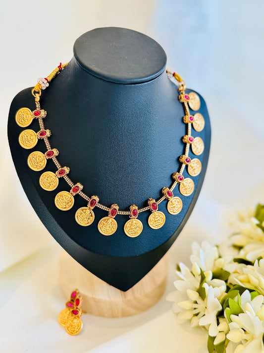 QJ116 - Ruby Coin Necklace