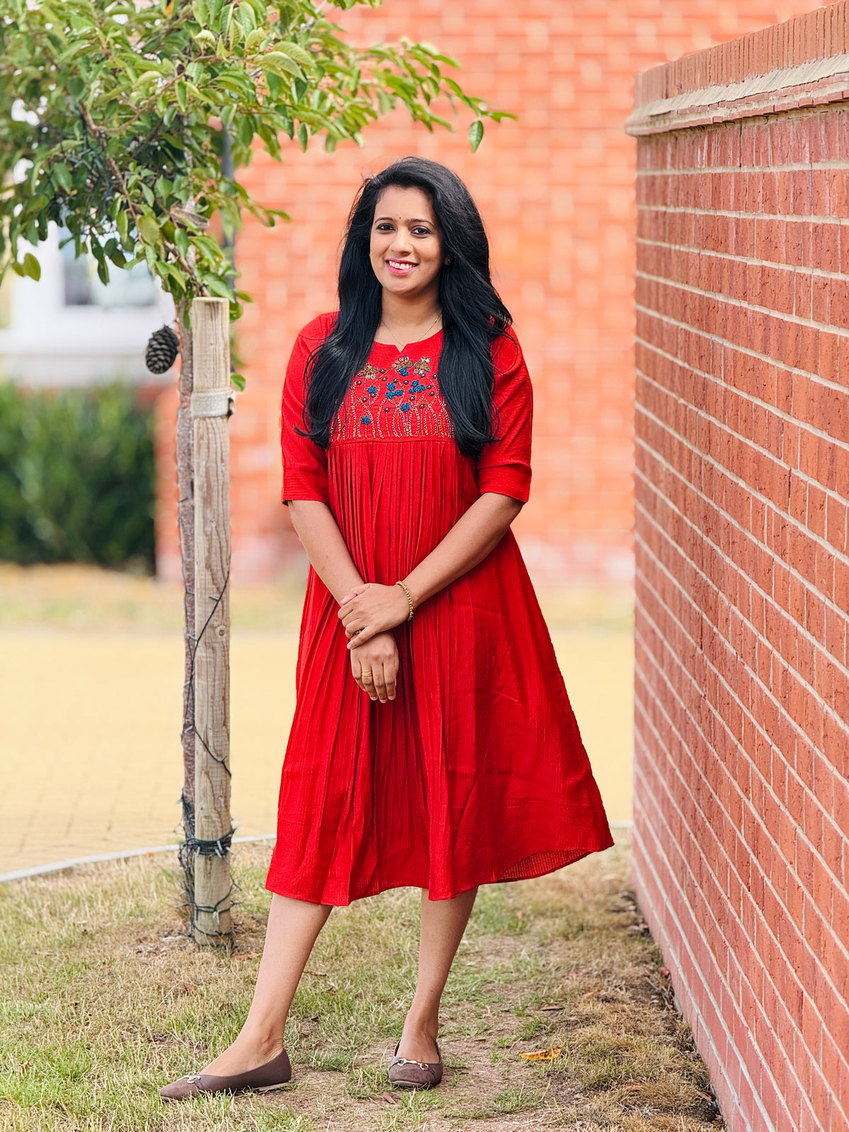 Vetrican Orange Pleated Kurta – view 4 of 4