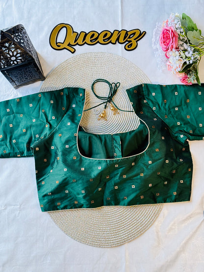Semi Silk Bottle Green Blouse
