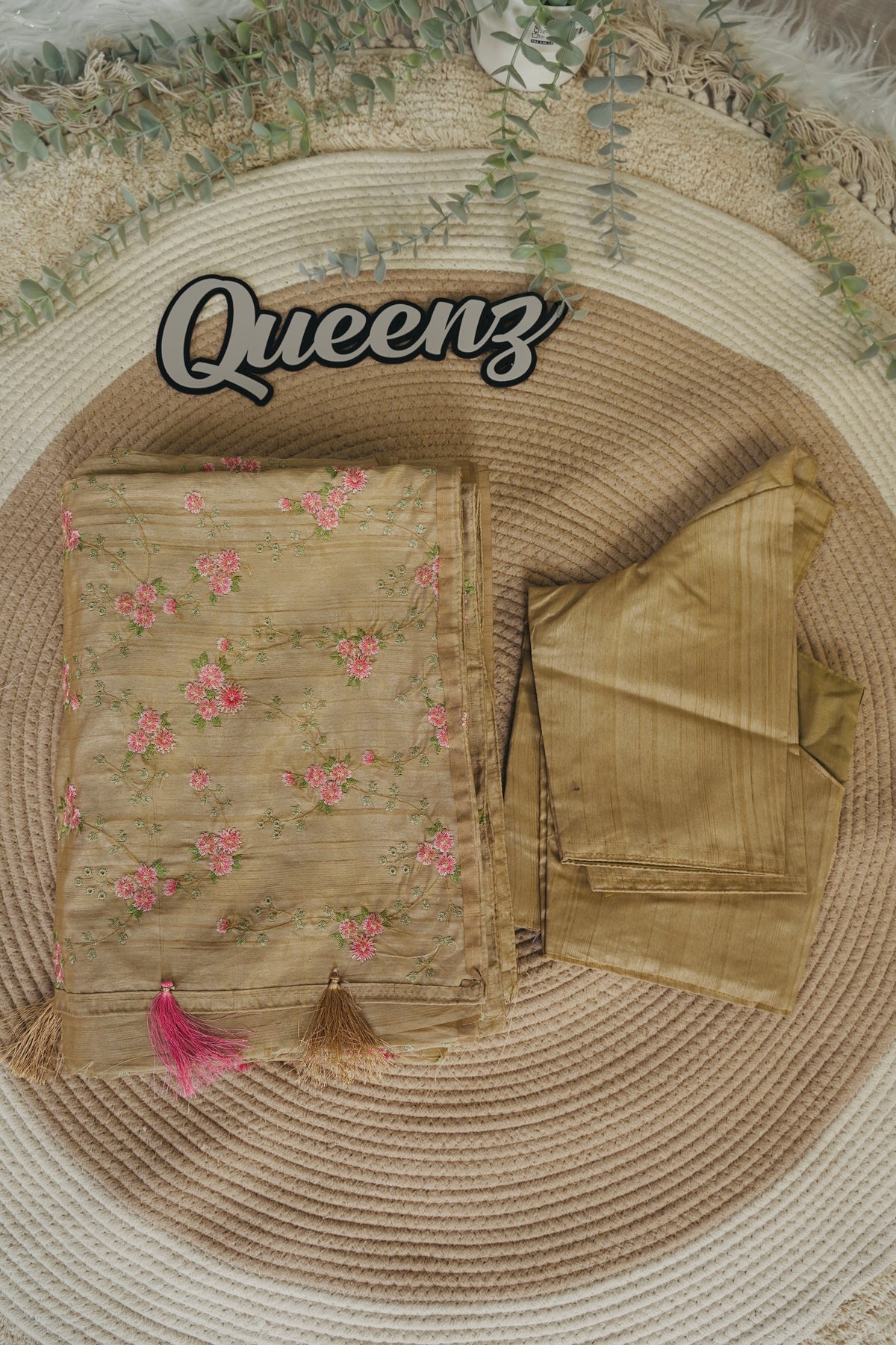 Semi Tussar Saree with Stitched Blouse