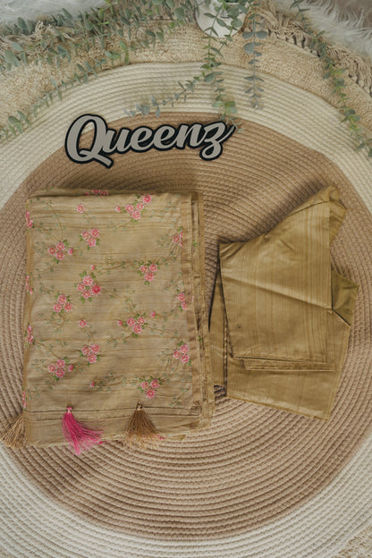 Semi Tussar Saree with Stitched Blouse