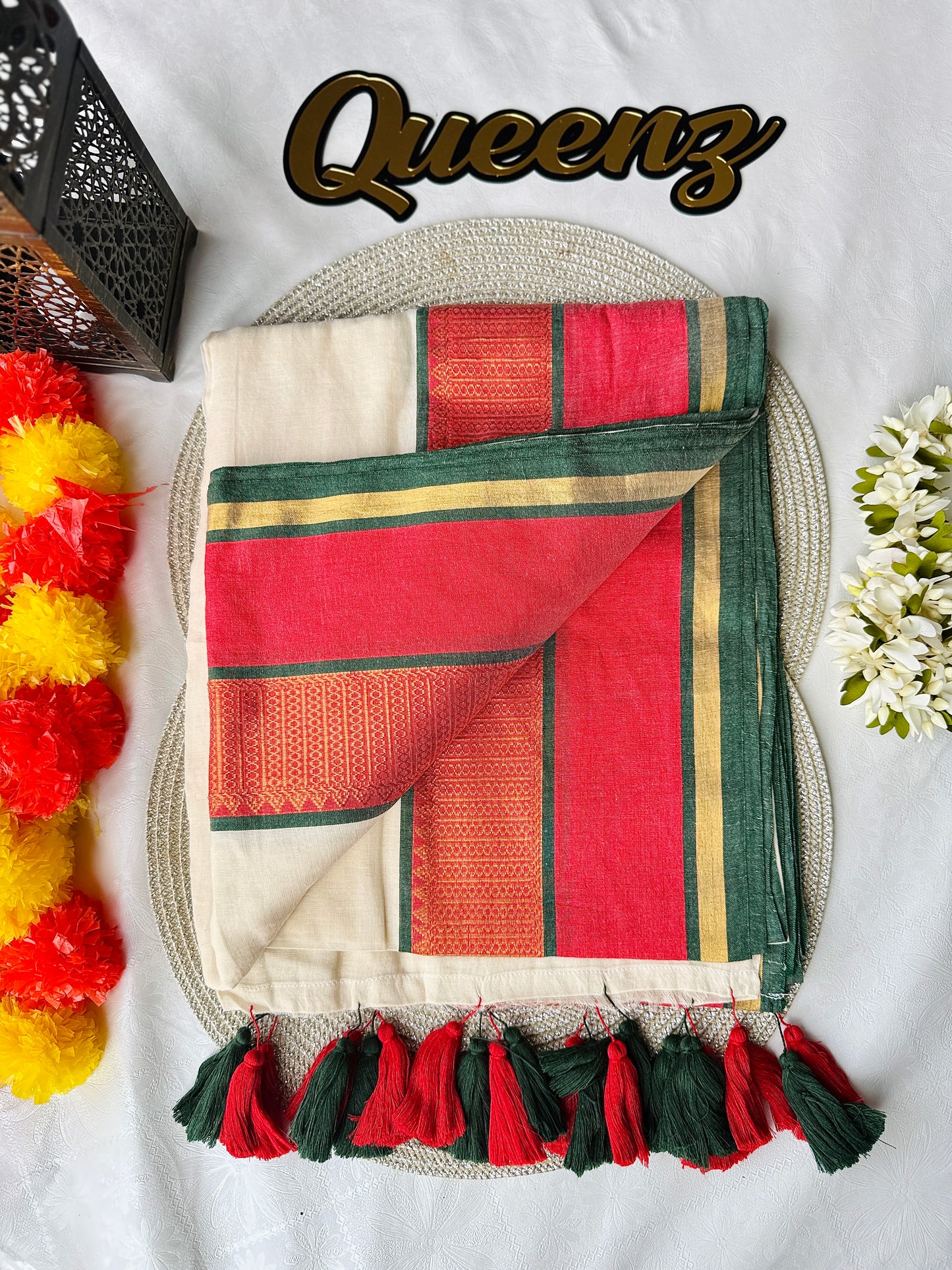 QMC023 Multi Color Kanchi Border Mul Cotton Saree