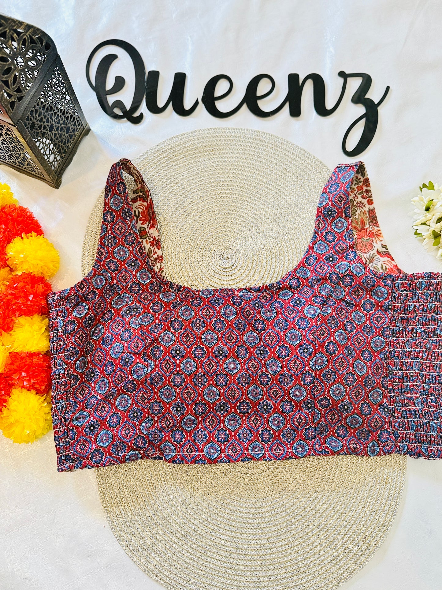 QB125-Ulta Pulta Printed Cotton Sleeveless Blouse