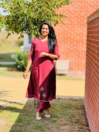 Mocha Brown Mul Chanderi Co-ord Set – view 4 of 5