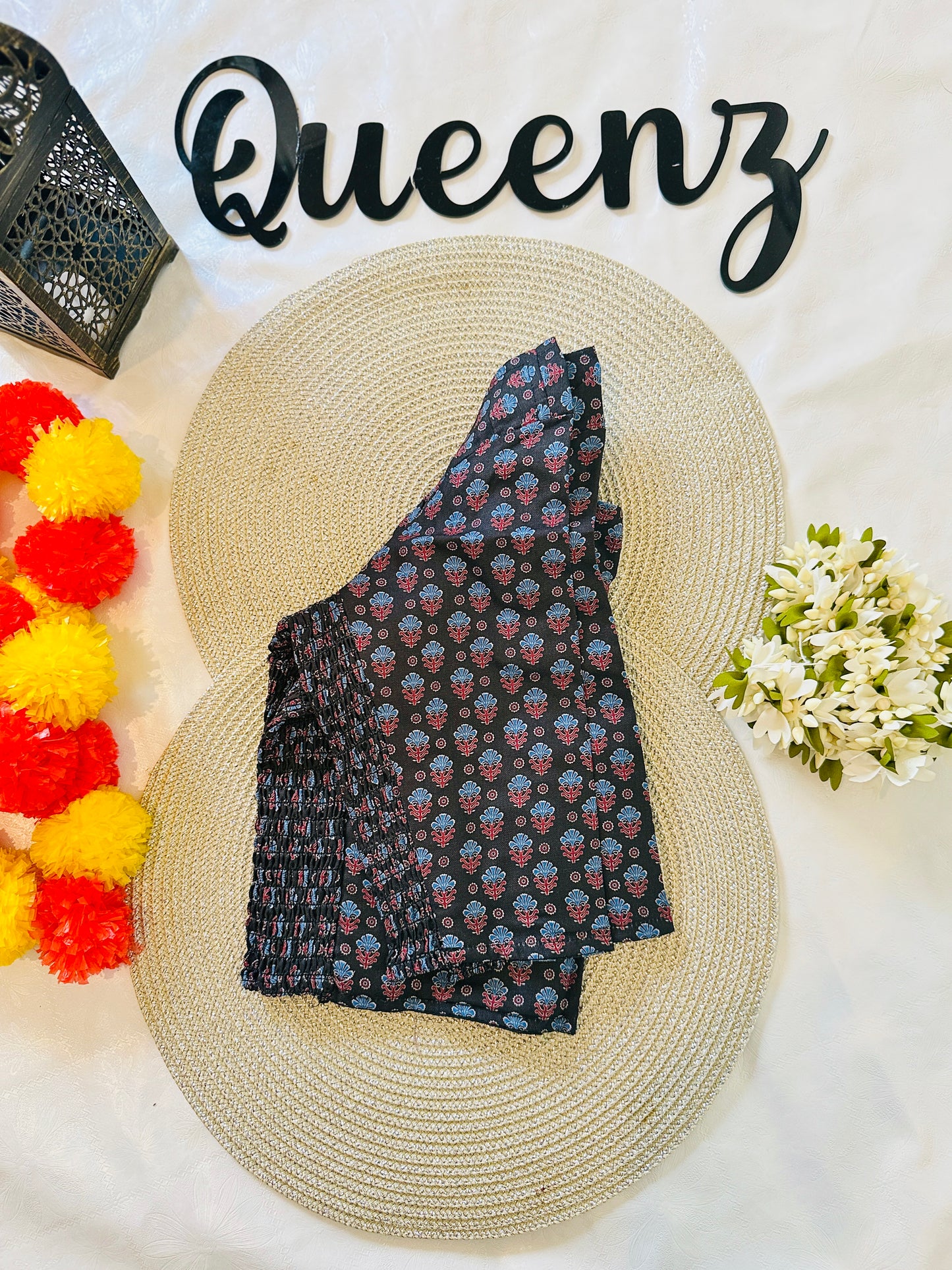 QB130-Cotton Stretchable Ajrak Blouse